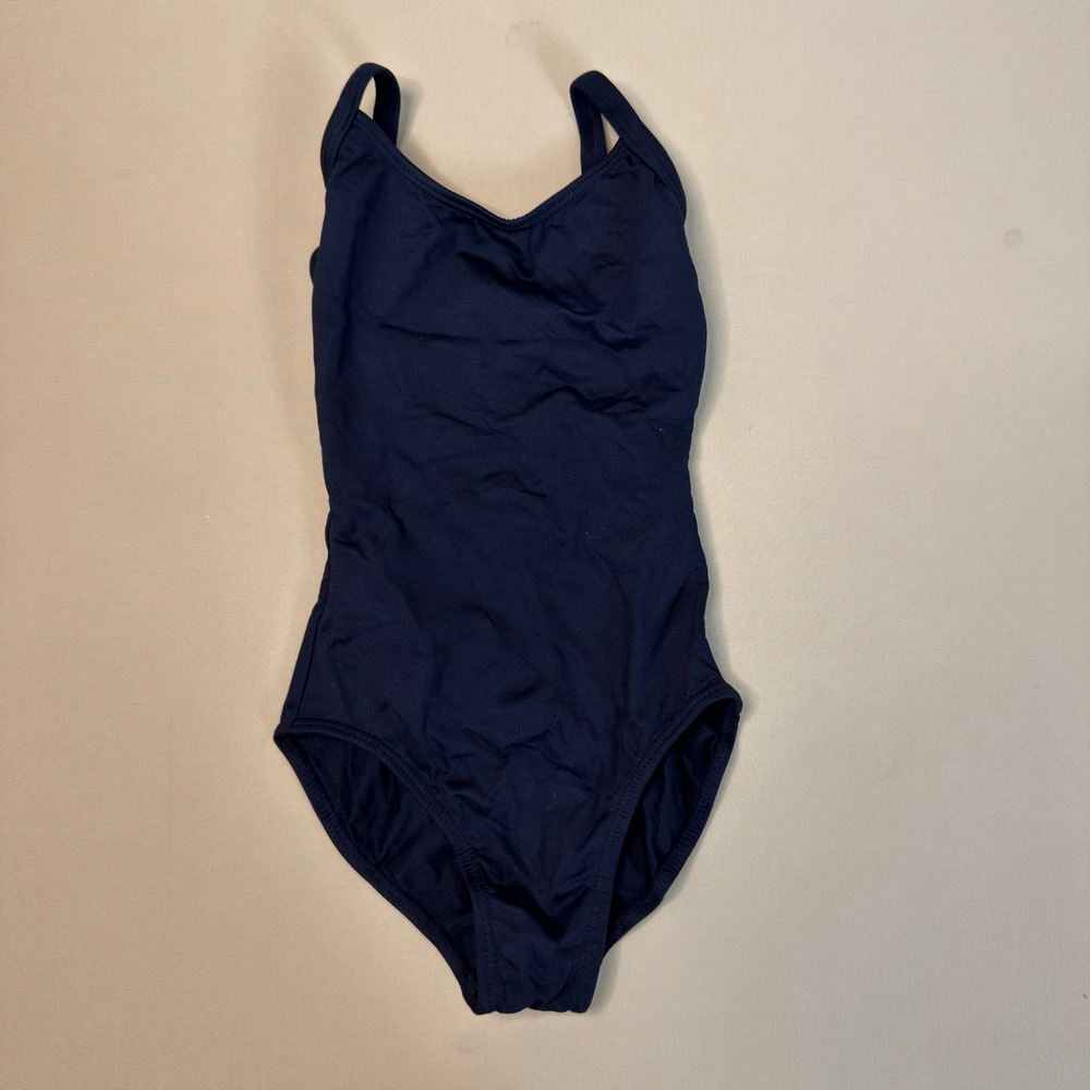SoDanca Girls Navy Blue Strappy Back Rhinestone Leotard Dance Sleeveless